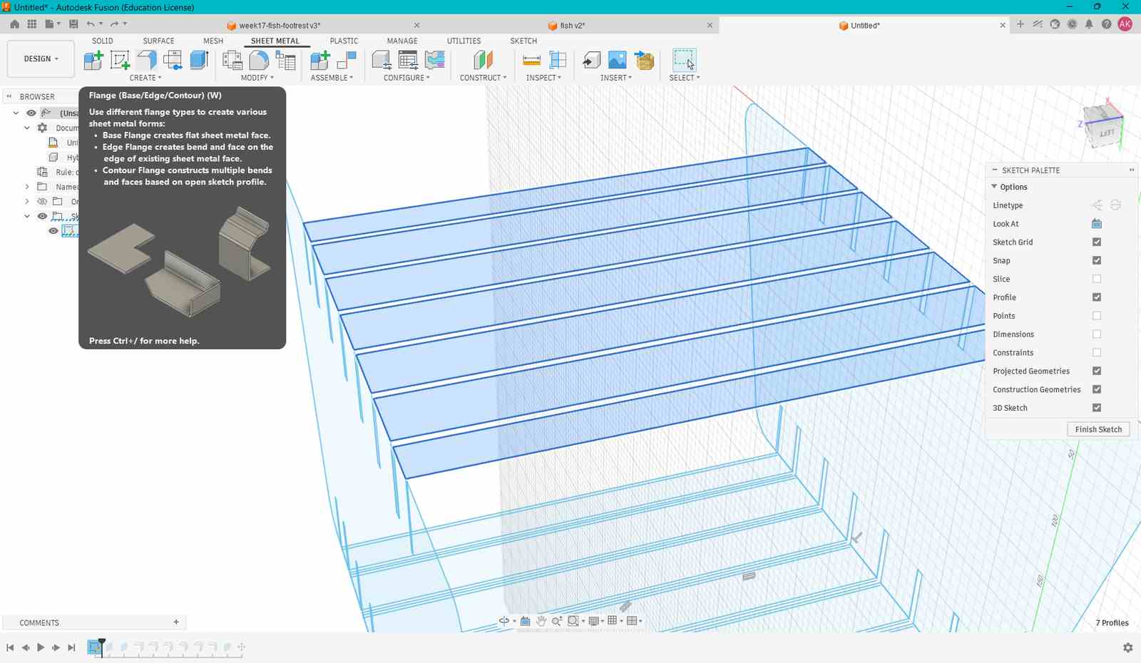 In Sheet Metal workspace, choose Create > Flange.
